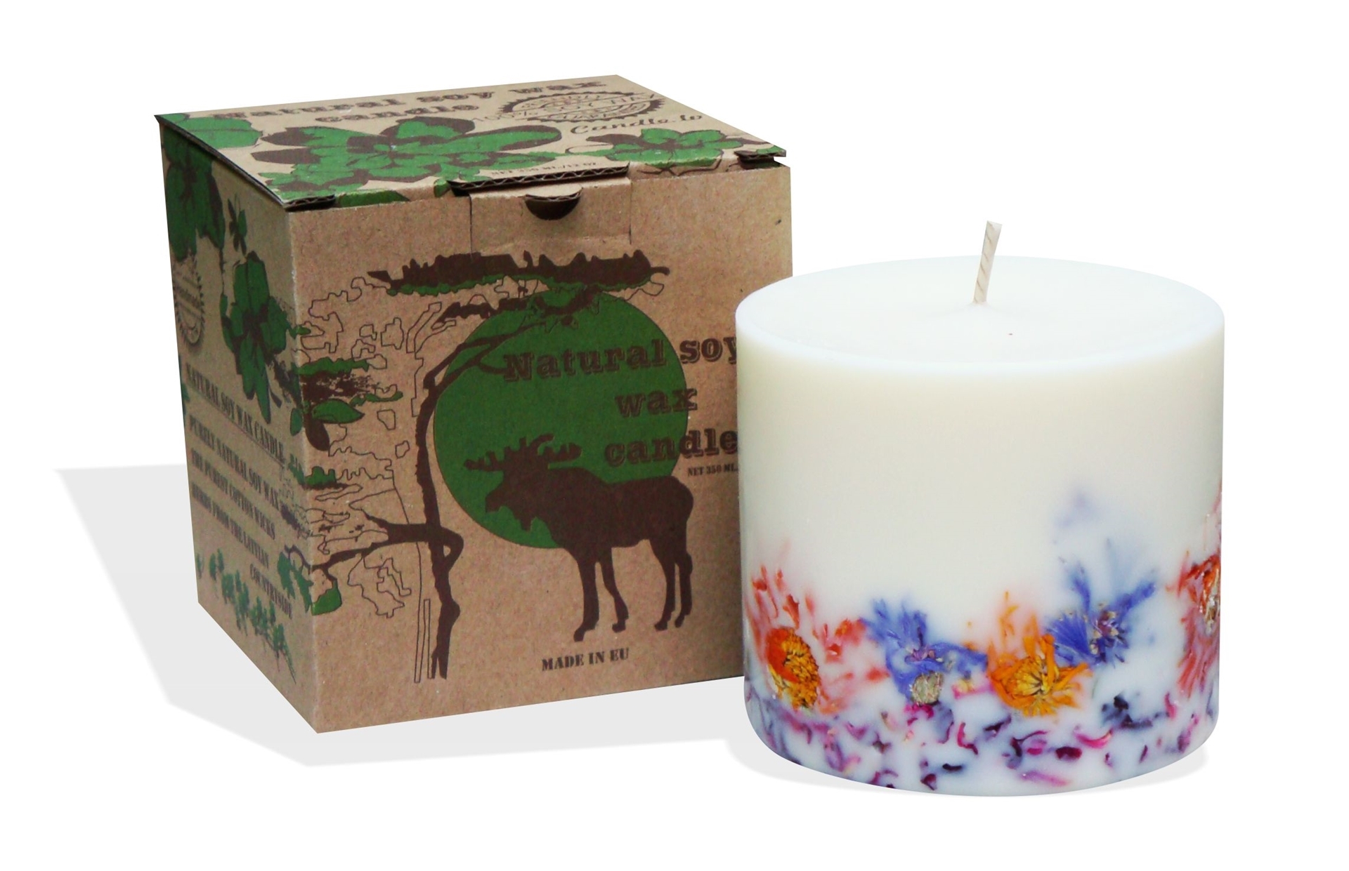 Soy wax candle with a cotton wick 350 ml colour line - white, green tea may chang