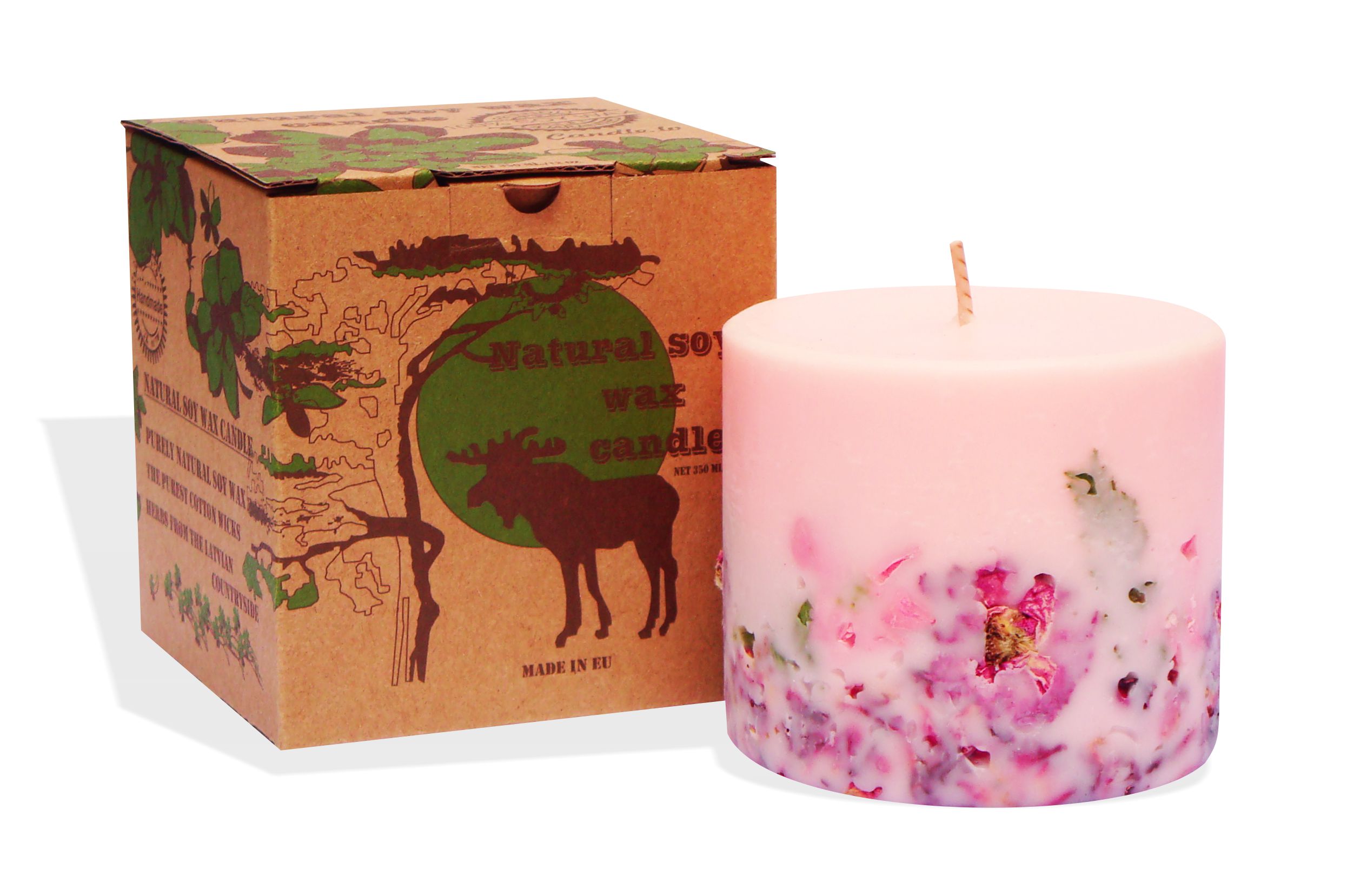 Soy wax candle with a cotton wick 350 ml colour line pink