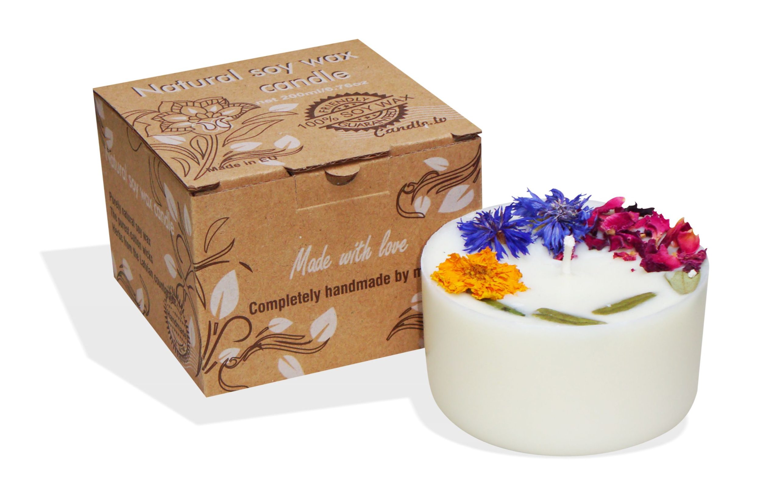 Soy wax candle with a cotton wick 200 ml without aroma