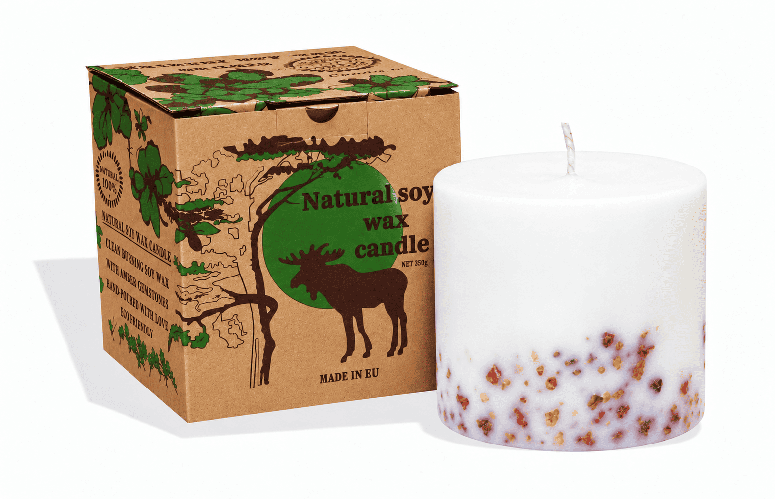 Soy wax candle with a cotton wick 350ml, Amber